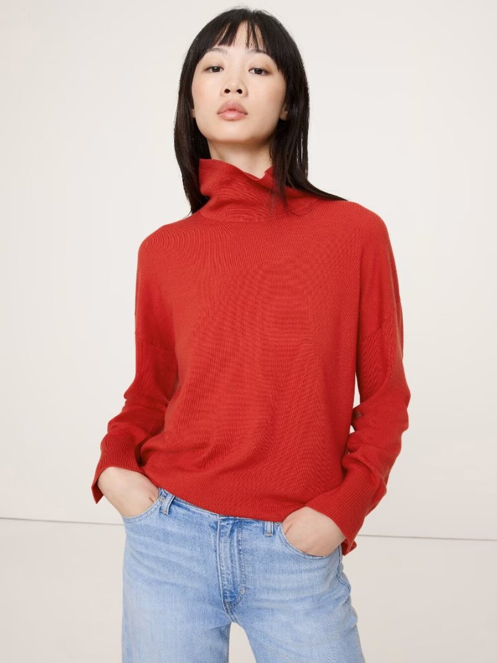 Banana Republic Merino Turtleneck Sweater Red